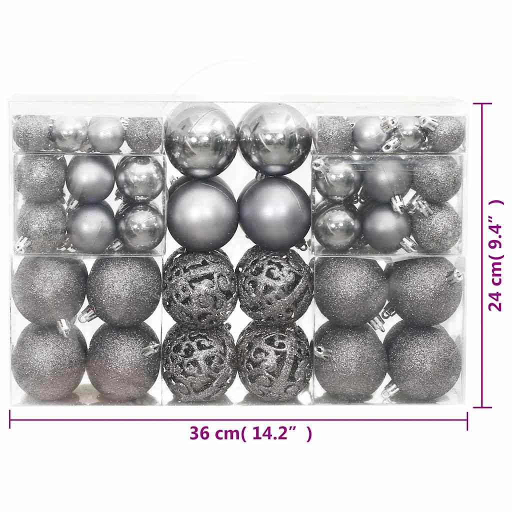 Palline di Natale 100 pz Grigie 3 / 4 / 6 cm
