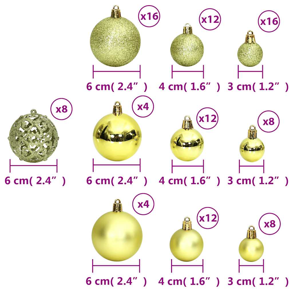 Palline di Natale 100 pz Verde Chiaro 3 / 4 / 6 cm
