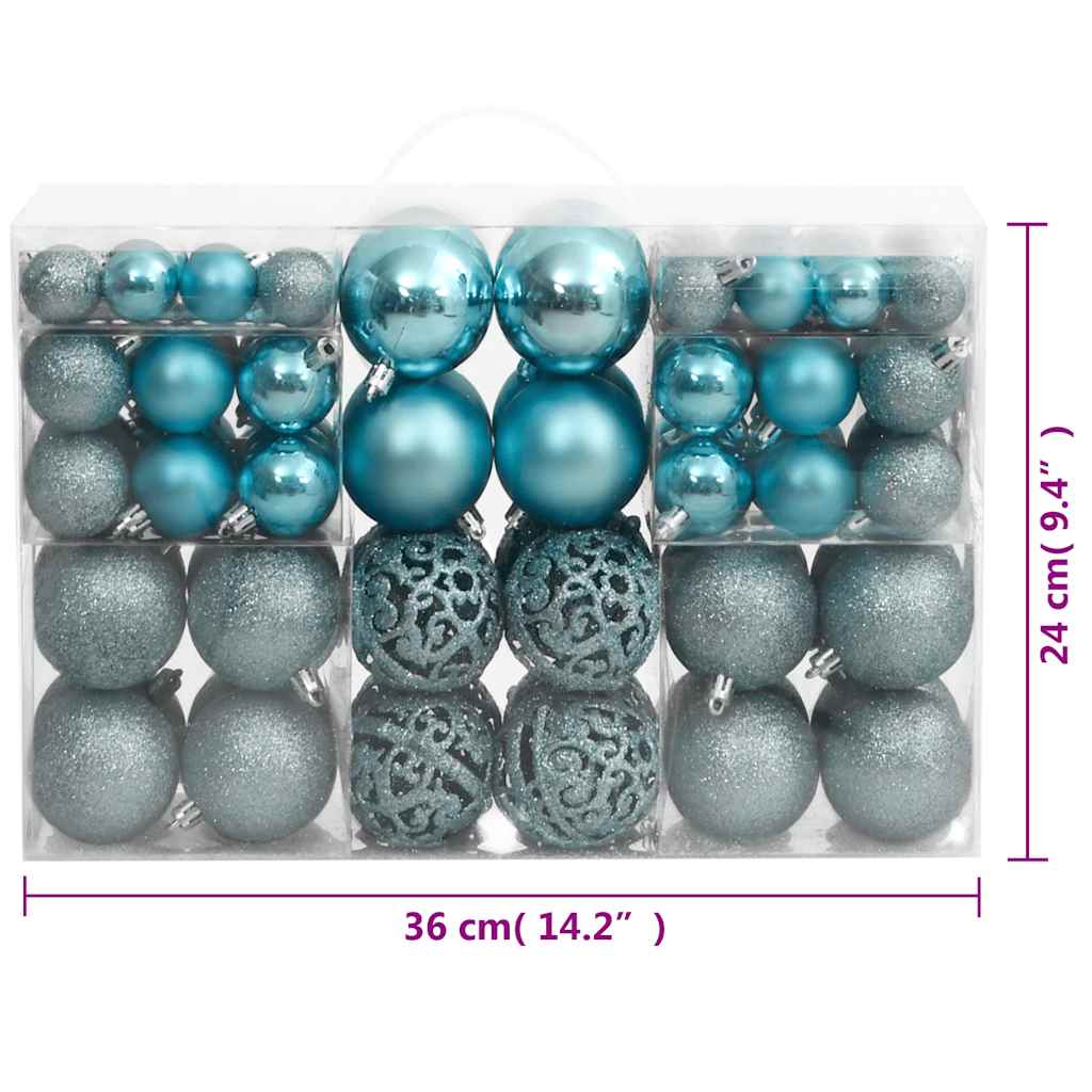 Palline di Natale 100 pz Turchesi 3 / 4 / 6 cm