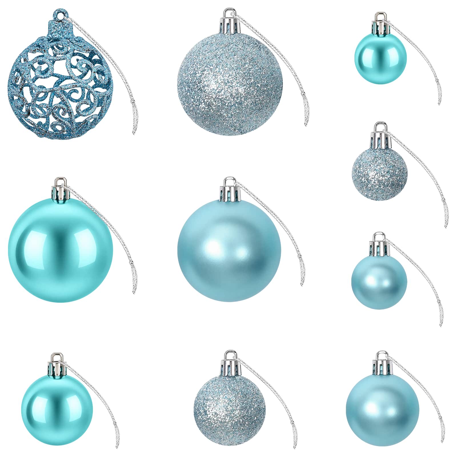 Palline di Natale 100 pz Turchesi 3 / 4 / 6 cm