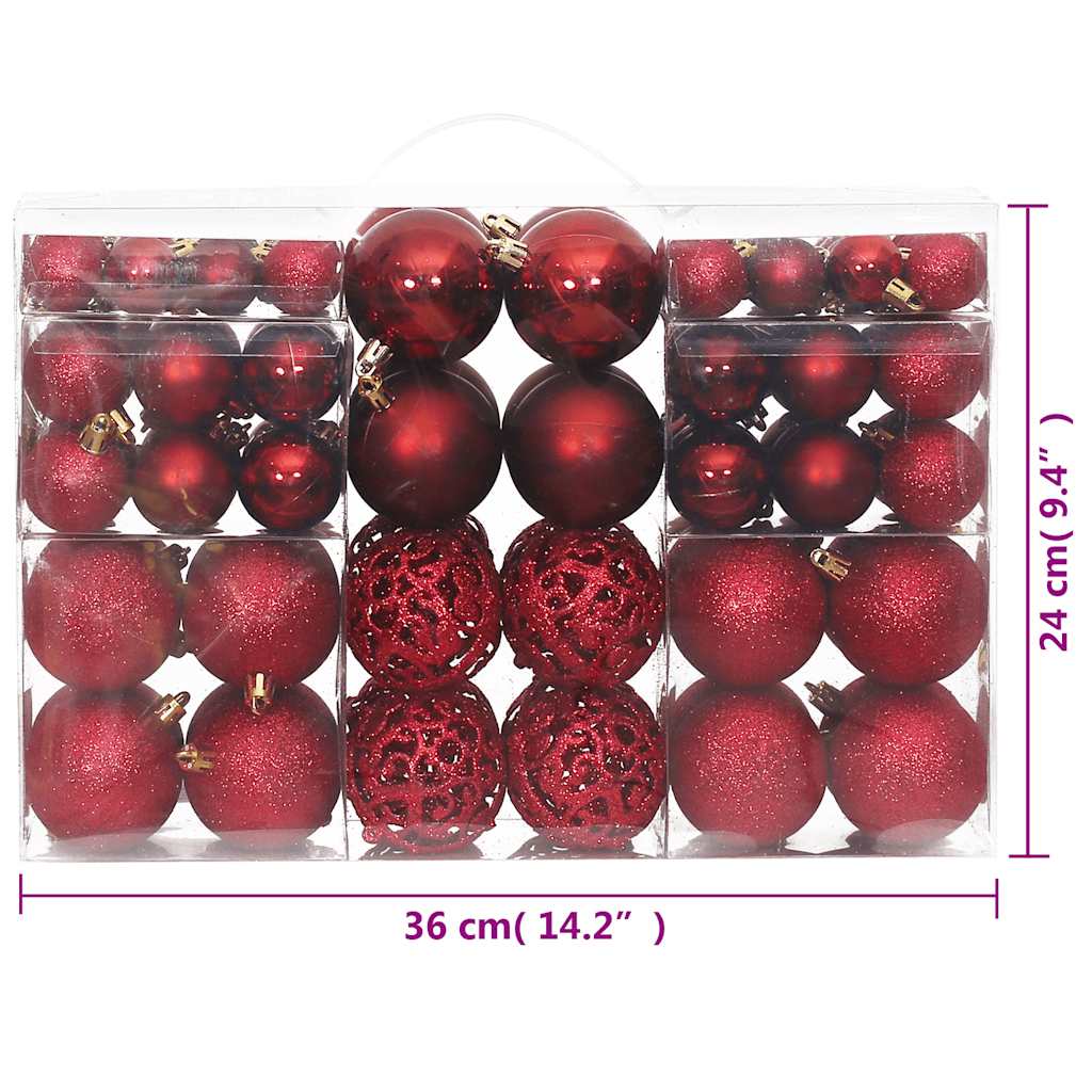 Palline di Natale 100 pz Rosso Vino 3 / 4 / 6 cm