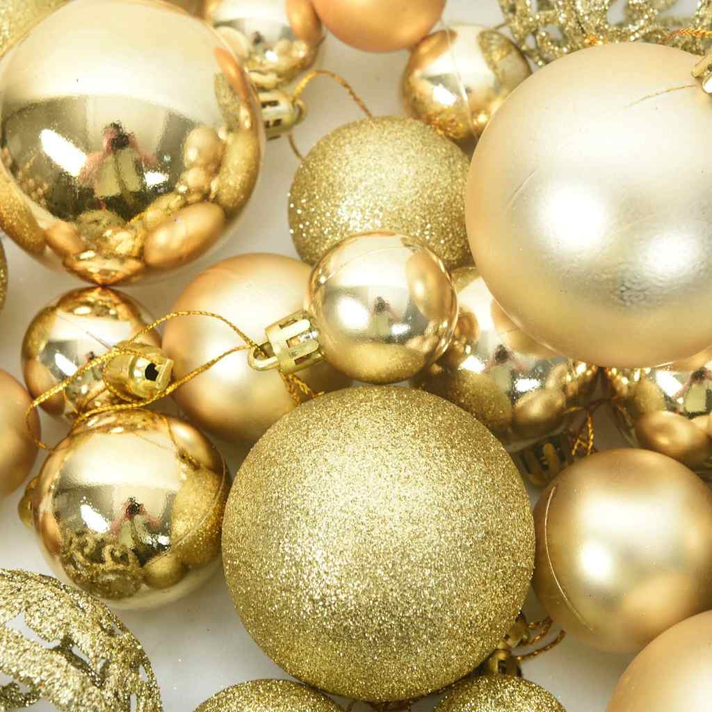 Set Palline di Natale 111 pz Oro in Polistirene