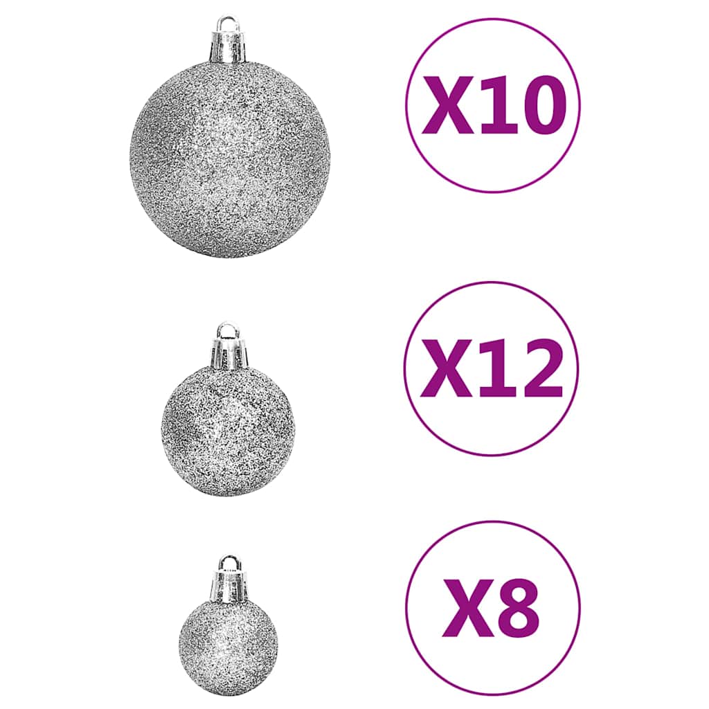 Set Palline di Natale 111 pz Argento in Polistirene