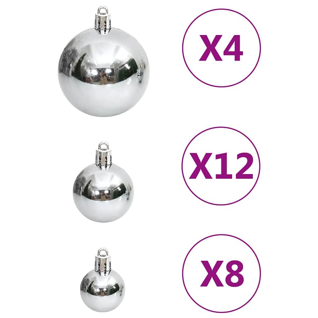 Set Palline di Natale 111 pz Argento in Polistirene