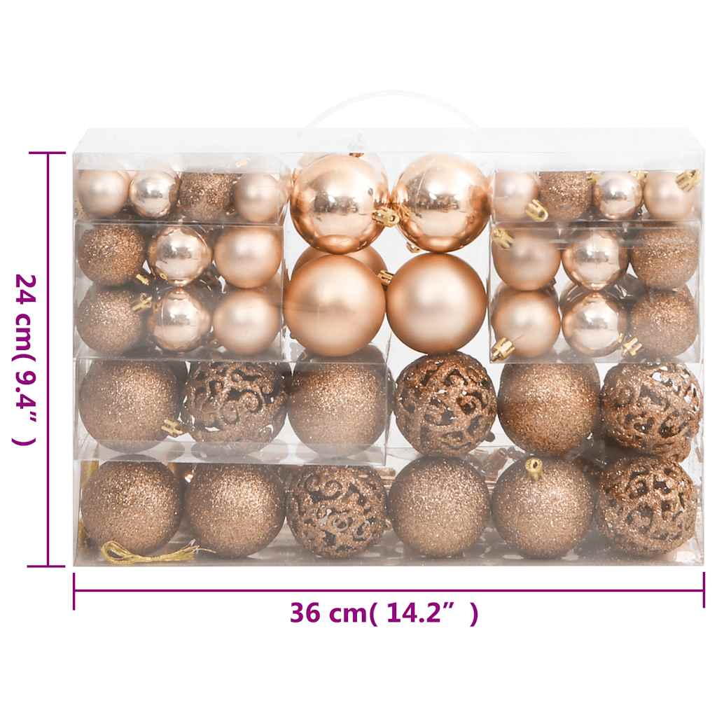 Set Palline di Natale 111 pz Oro Rosa in Polistirene