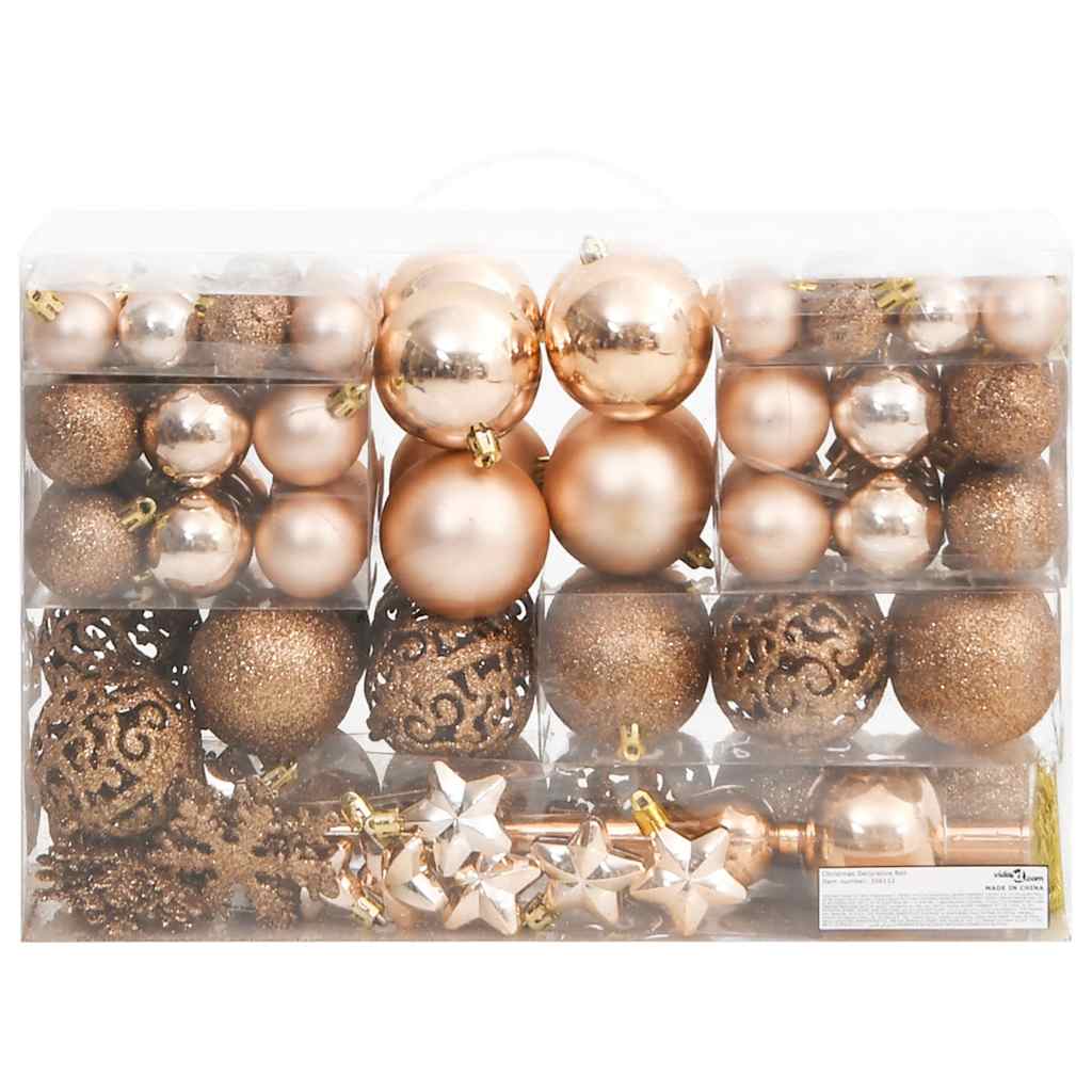 Set Palline di Natale 111 pz Oro Rosa in Polistirene