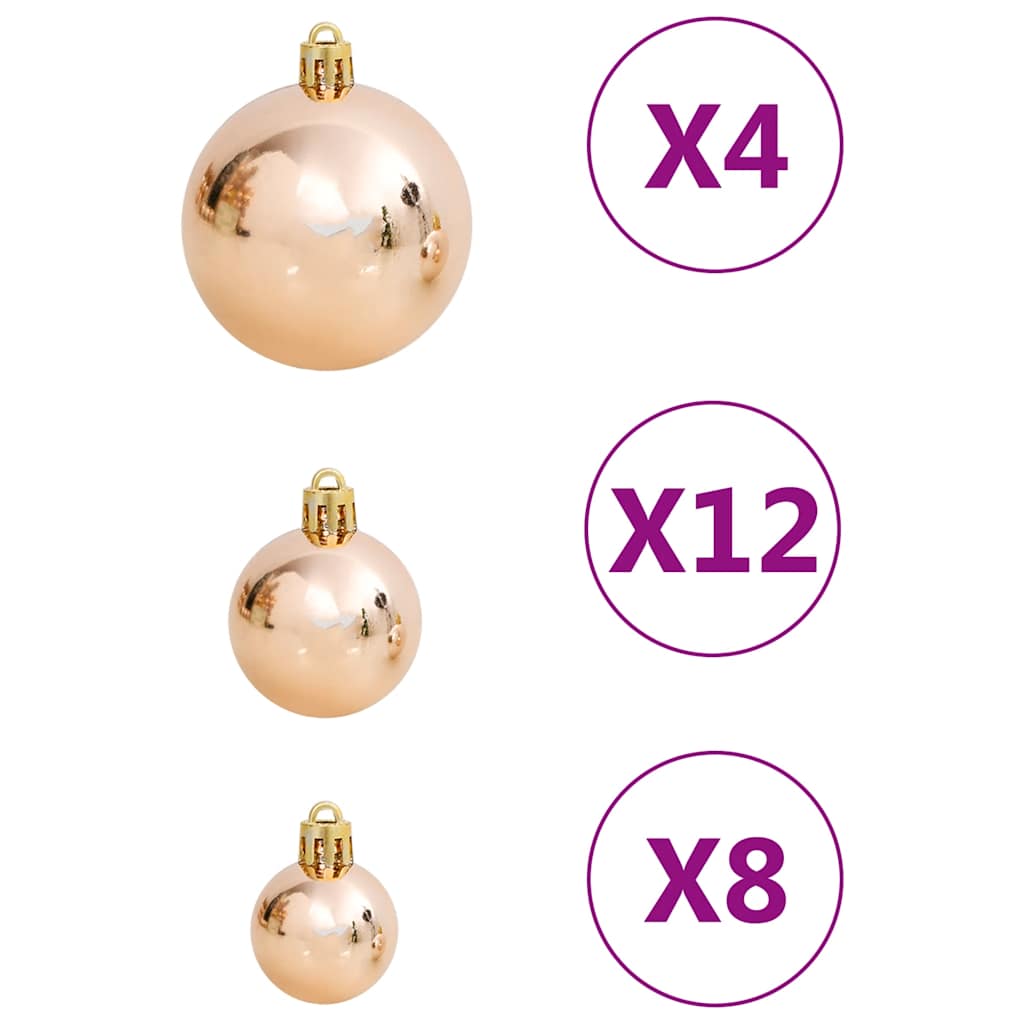 Set Palline di Natale 111 pz Oro Rosa in Polistirene