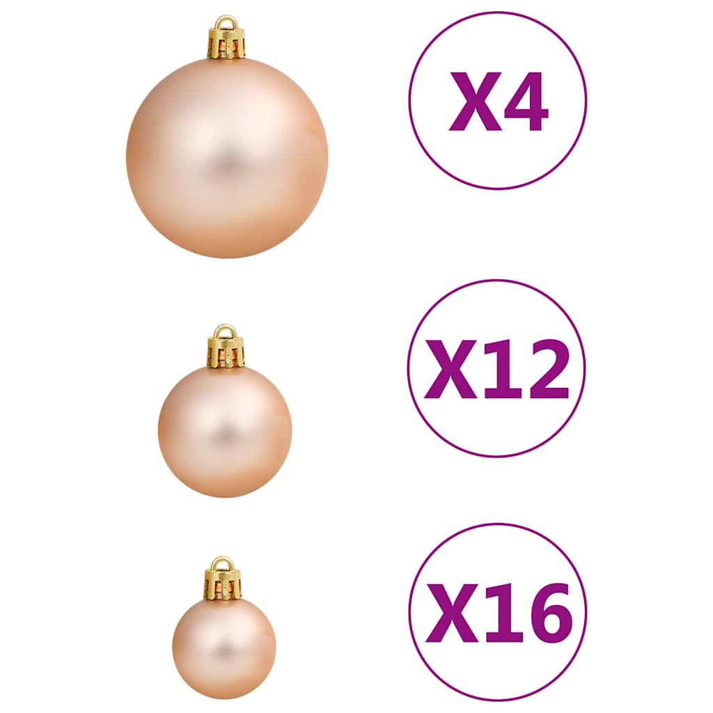 Set Palline di Natale 111 pz Oro Rosa in Polistirene