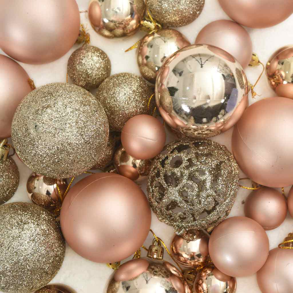 Set Palline di Natale 111 pz Oro Rosa in Polistirene