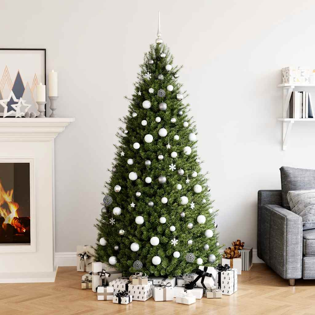 Set Palline di Natale 111 pz Bianco e Grigio in Polistirene