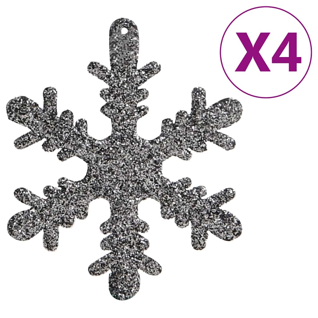 Set Palline di Natale 111 pz Bianco e Grigio in Polistirene