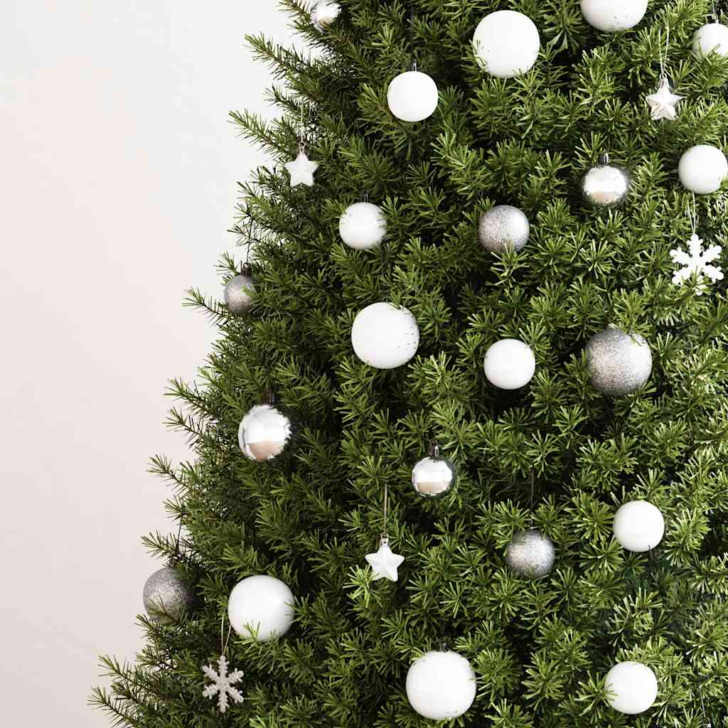 Set Palline di Natale 111 pz Bianco e Grigio in Polistirene