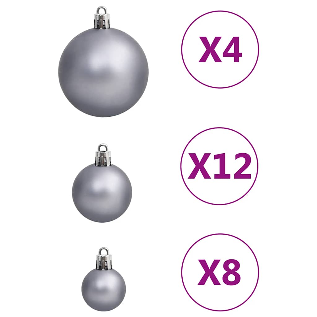 Set Palline di Natale 111 pz Bianco e Grigio in Polistirene