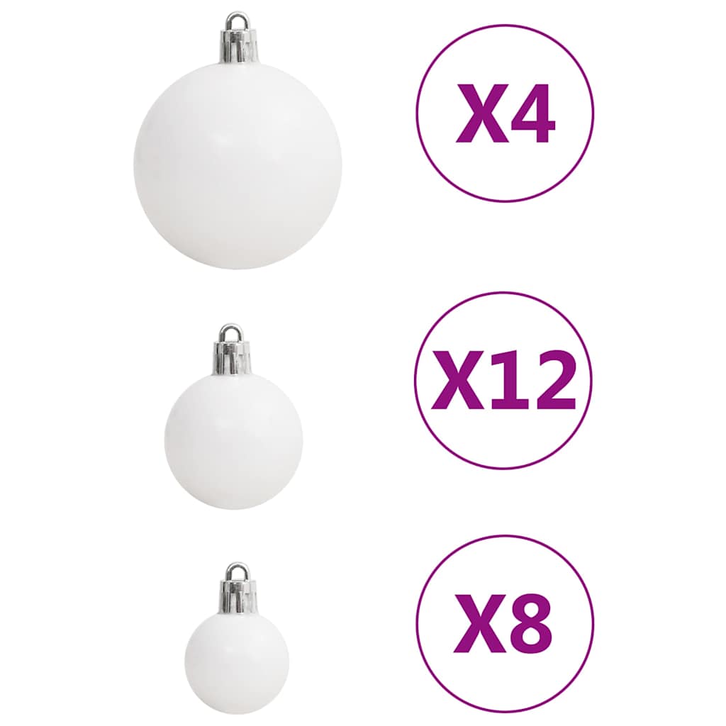 Set Palline di Natale 111 pz Bianco e Grigio in Polistirene