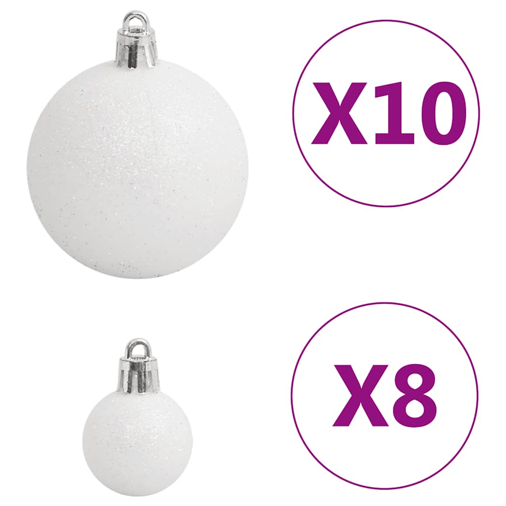 Set Palline di Natale 111 pz Bianco e Grigio in Polistirene