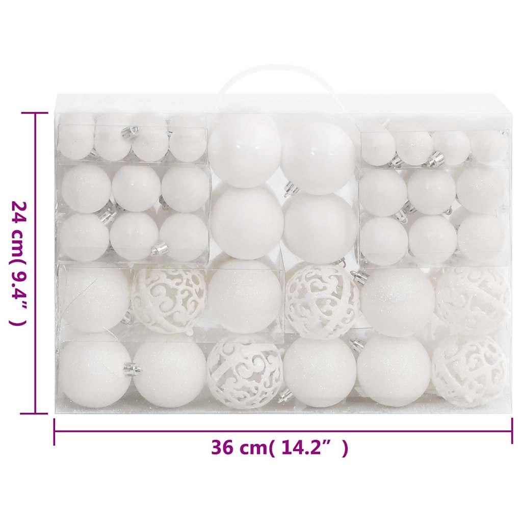 Set Palline di Natale 111 pz Bianco in Polistirene