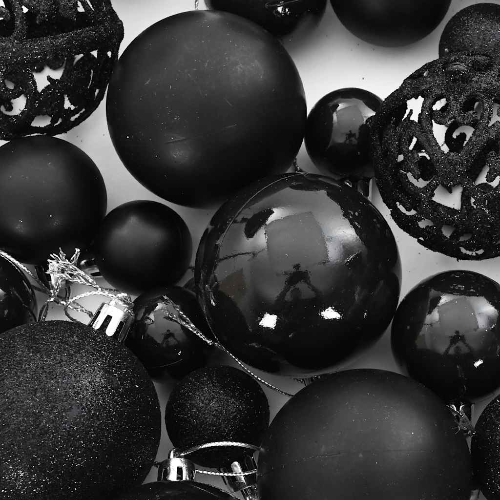 Set Palline di Natale 111 pz Nero in Polistirene