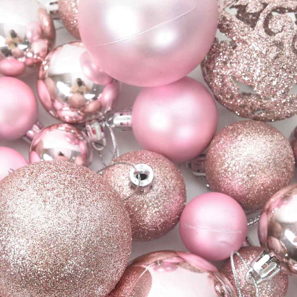 Set Palline di Natale 111 pz Rosa in Polistirene