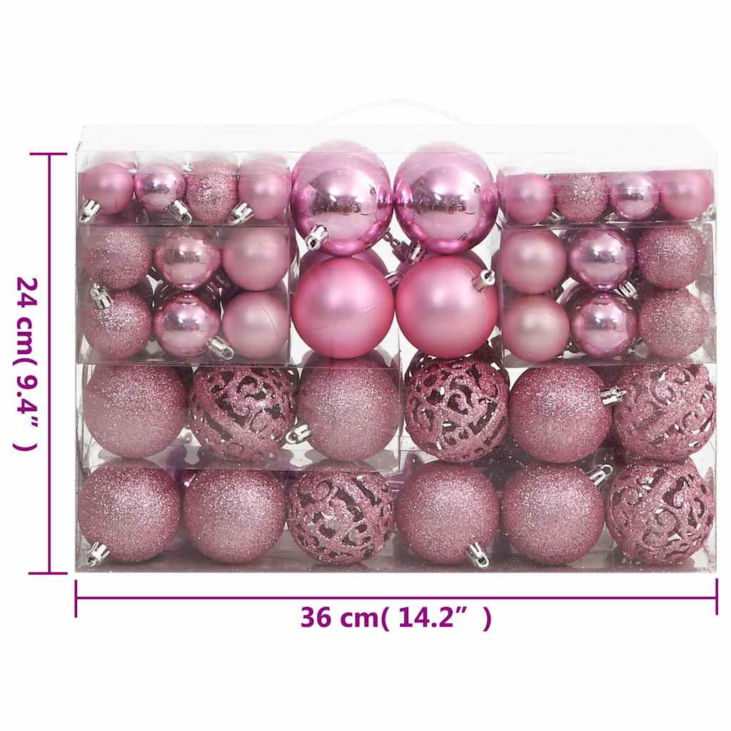 Set Palline di Natale 111 pz Rosa in Polistirene