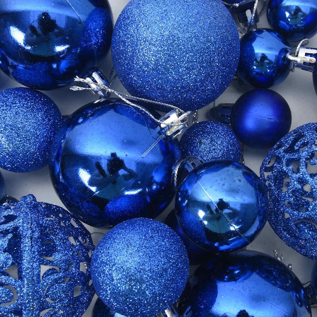 Set Palline di Natale 111 pz Blu in Polistirene