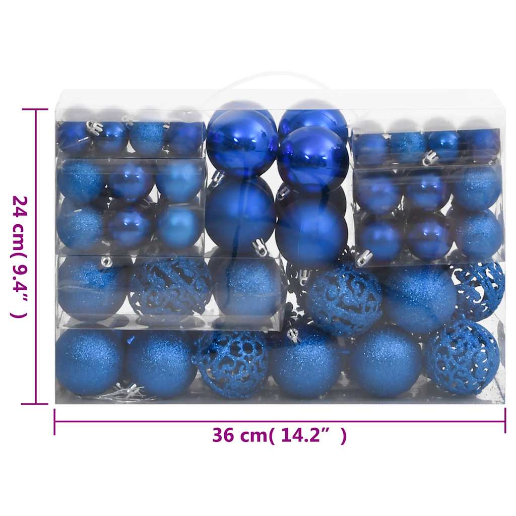 Set Palline di Natale 111 pz Blu in Polistirene