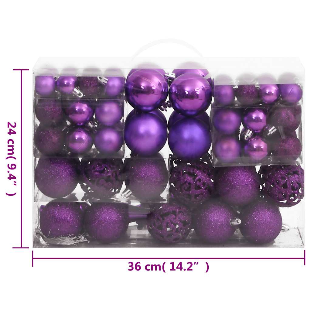 Set Palline di Natale 111 pz Viola in Polistirene