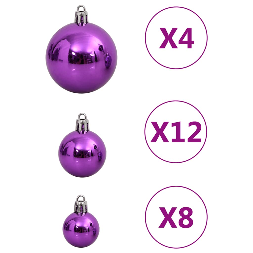 Set Palline di Natale 111 pz Viola in Polistirene