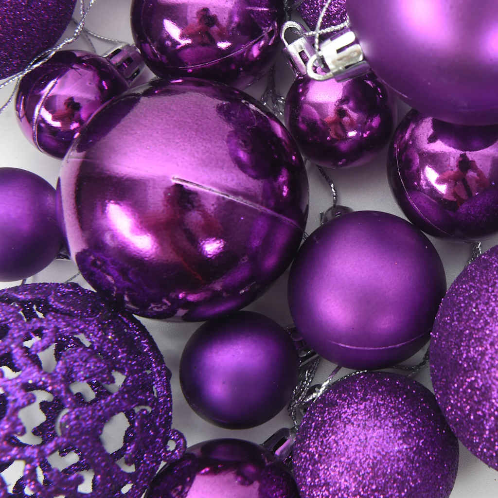 Set Palline di Natale 111 pz Viola in Polistirene