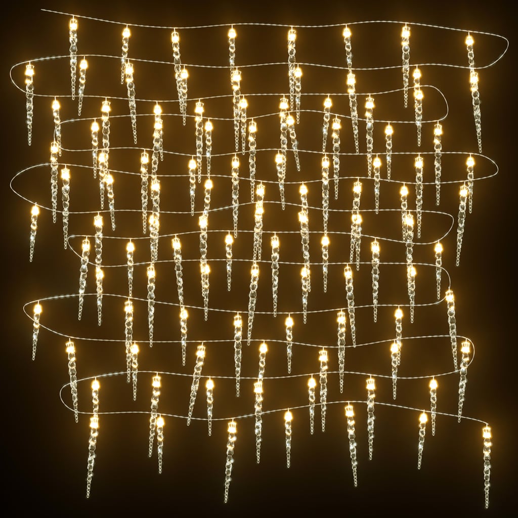 Luci di Natale a forma di ghiacciolo 100 LED Bianco Caldo 10 m Acrilico PVC