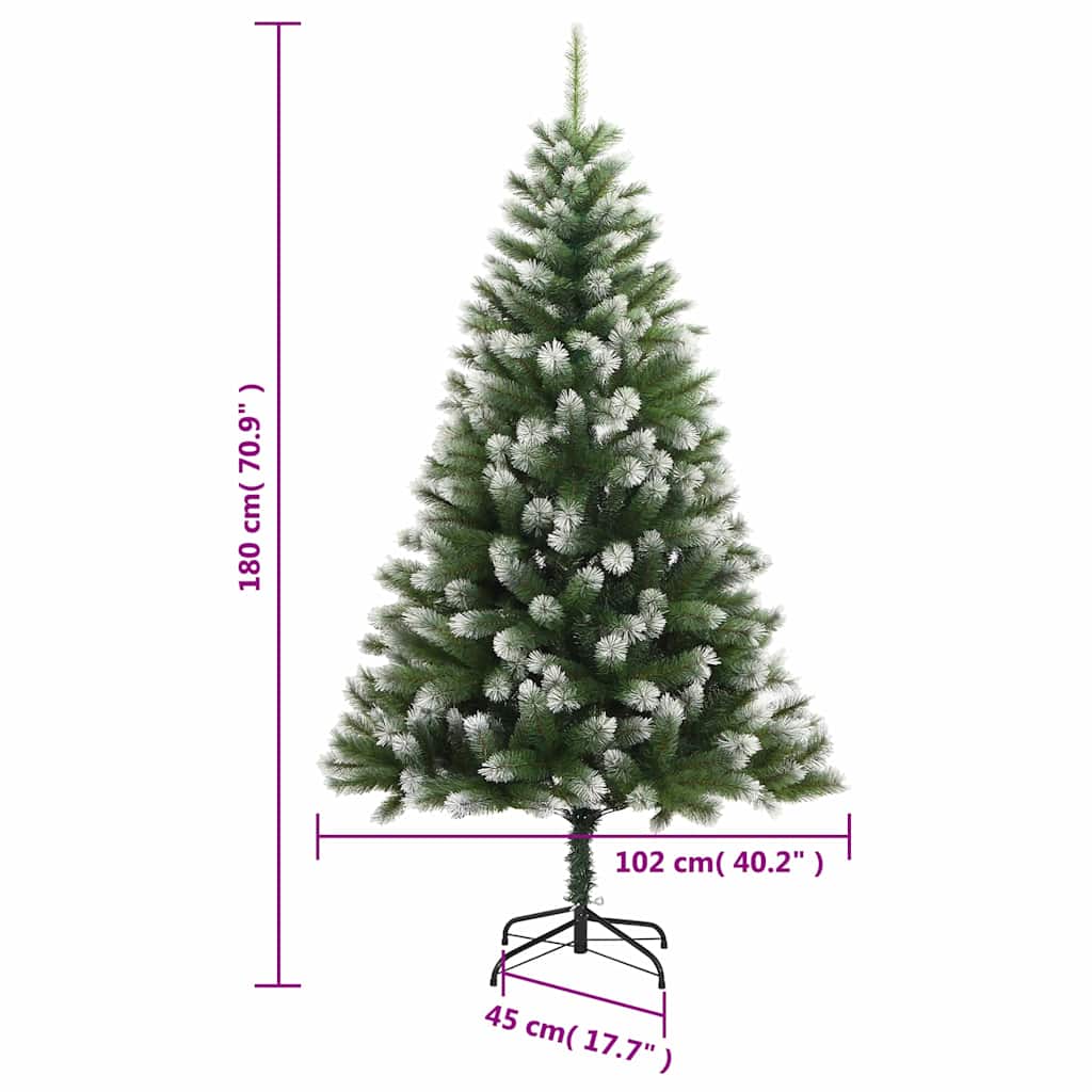 Albero Natale Artificiale Incernierato con Neve Fioccata 180 cm