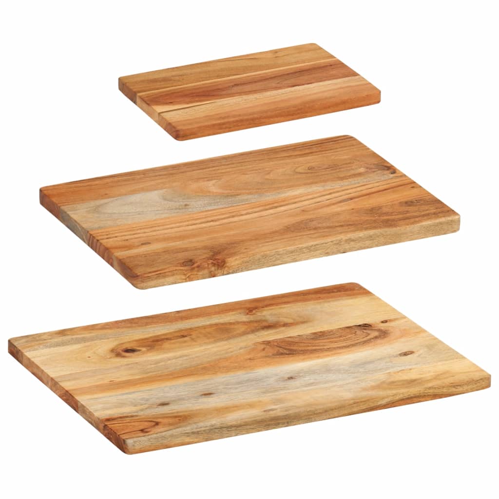 Set Taglieri 3 pz con Supporto in Legno Massello di Acacia