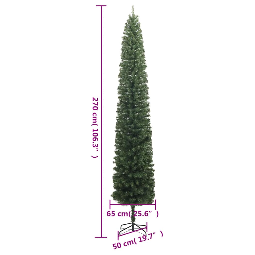 Albero di Natale Sottile con Base 270 cm in PVC