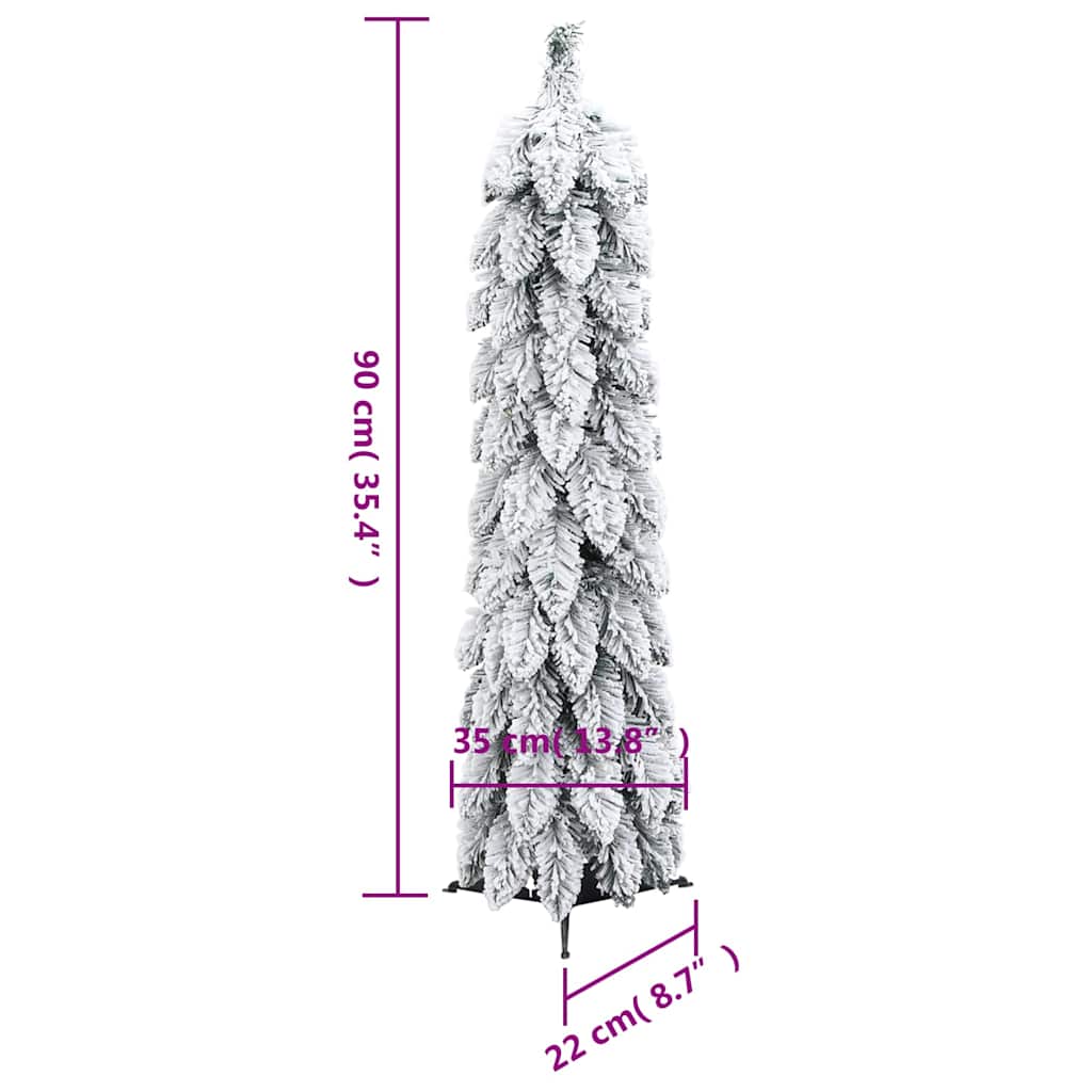 Albero di Natale Artificiale con 45 LED e Neve Floccata 90 cm