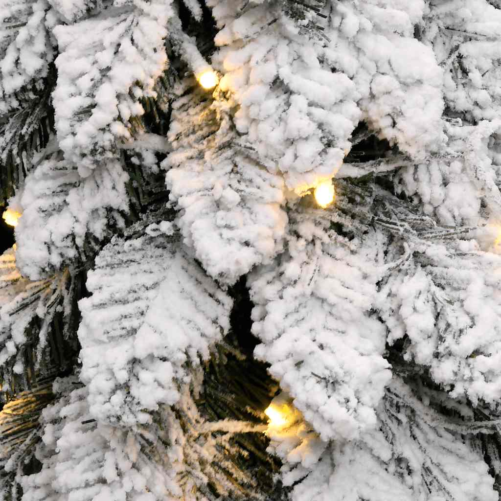 Albero di Natale Artificiale con 60 LED e Neve Floccata 120 cm