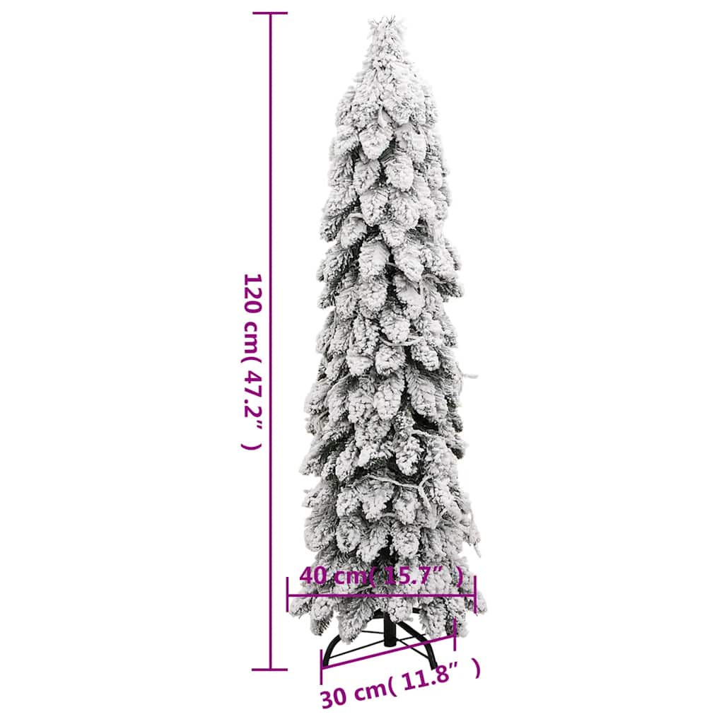 Albero di Natale Artificiale con 60 LED e Neve Floccata 120 cm