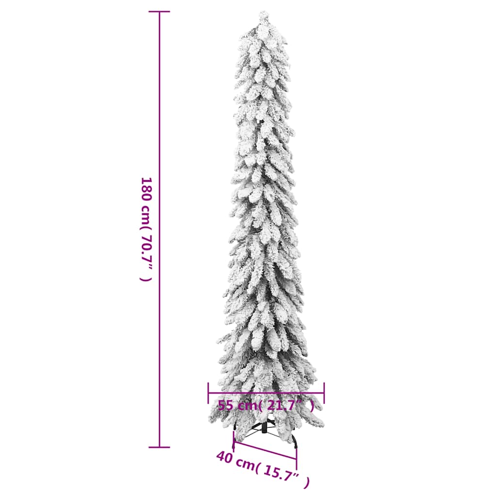 Albero di Natale Artificiale con 100 LED e Neve Floccata 180 cm