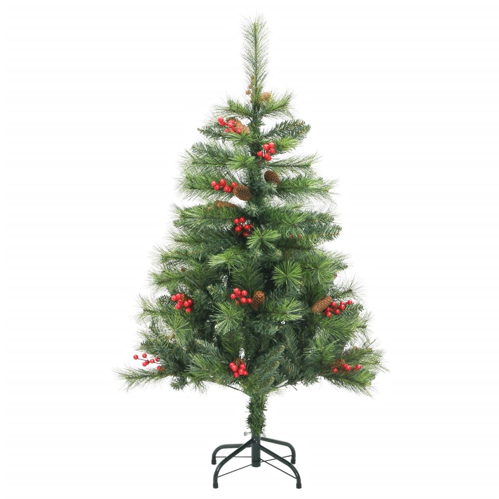 Albero Natale Artificiale Incernierato con Pigne e Bacche 120cm