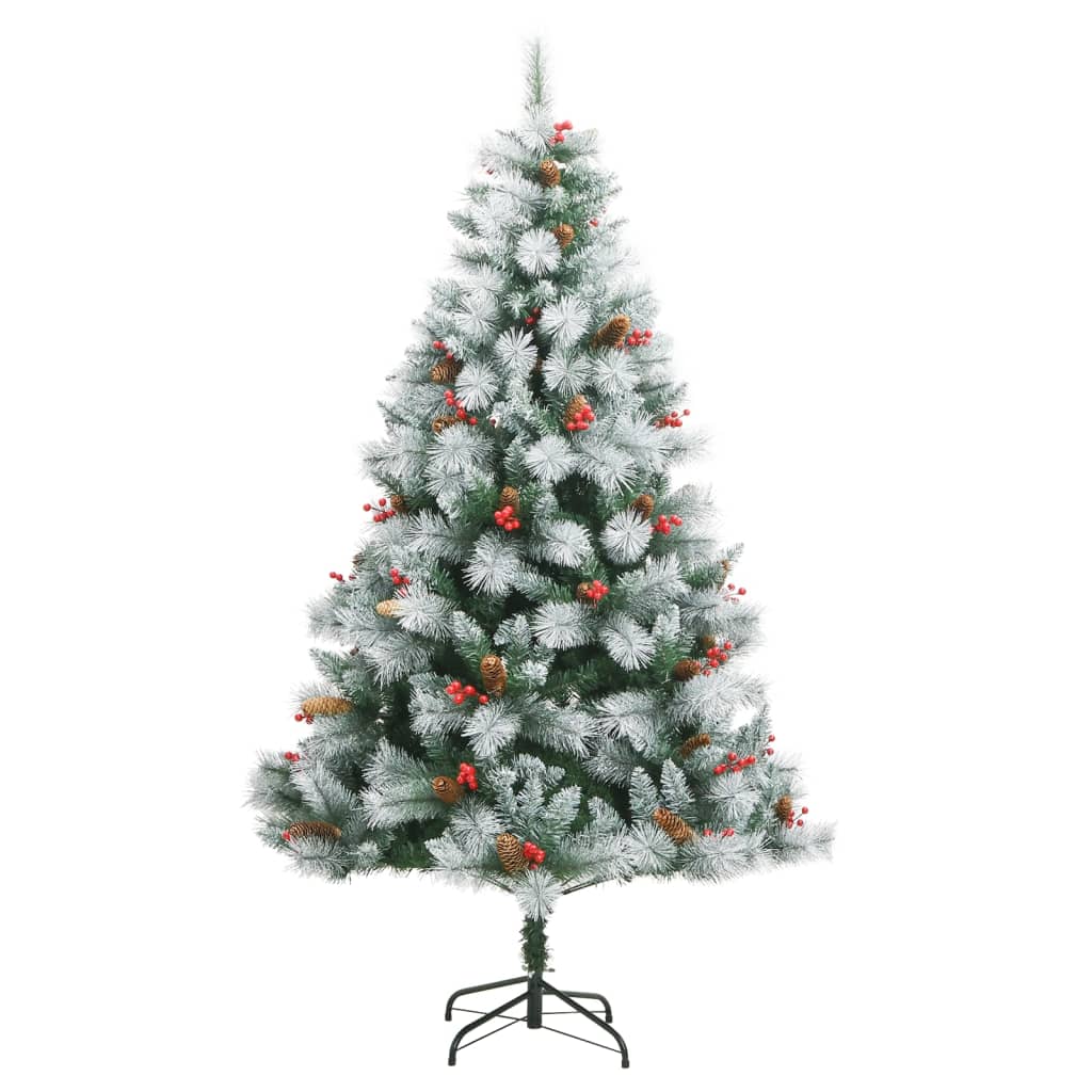 Albero Natale Artificiale Incernierato con Pigne e Bacche 180cm