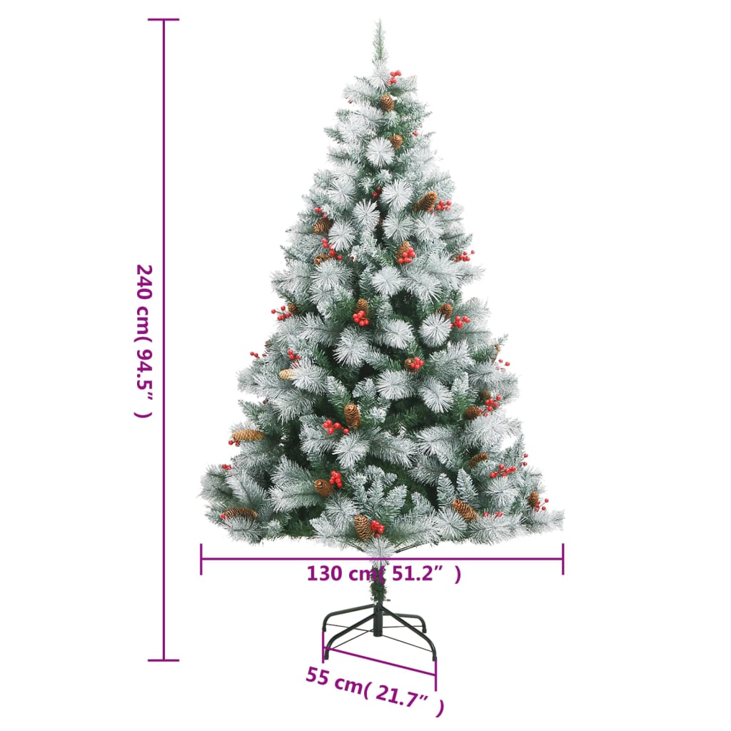 Albero Natale Artificiale Incernierato con Pigne e Bacche 240cm