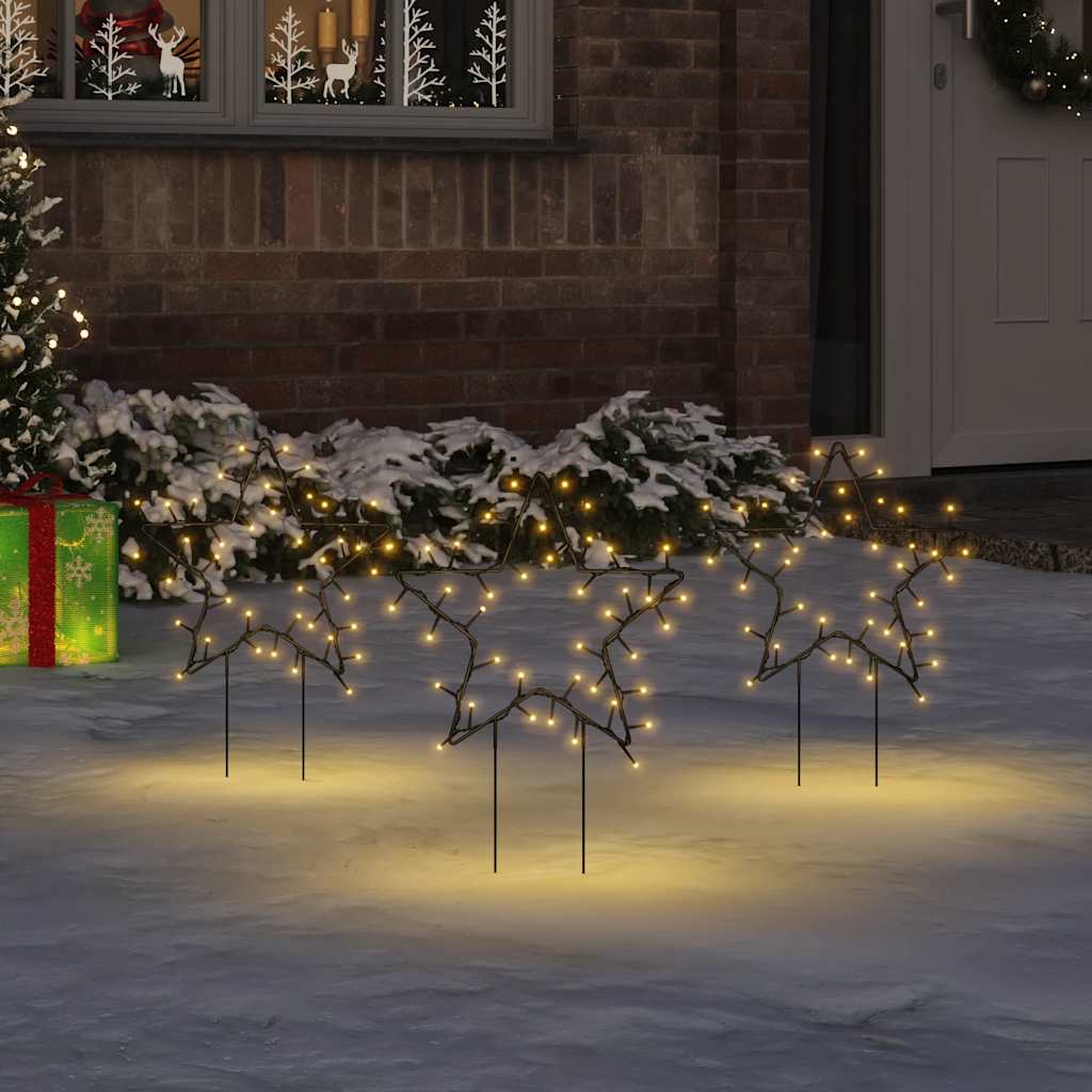 Decorazioni Luminose Natalizie Picchetti 3pz Stella 50LED 29cm