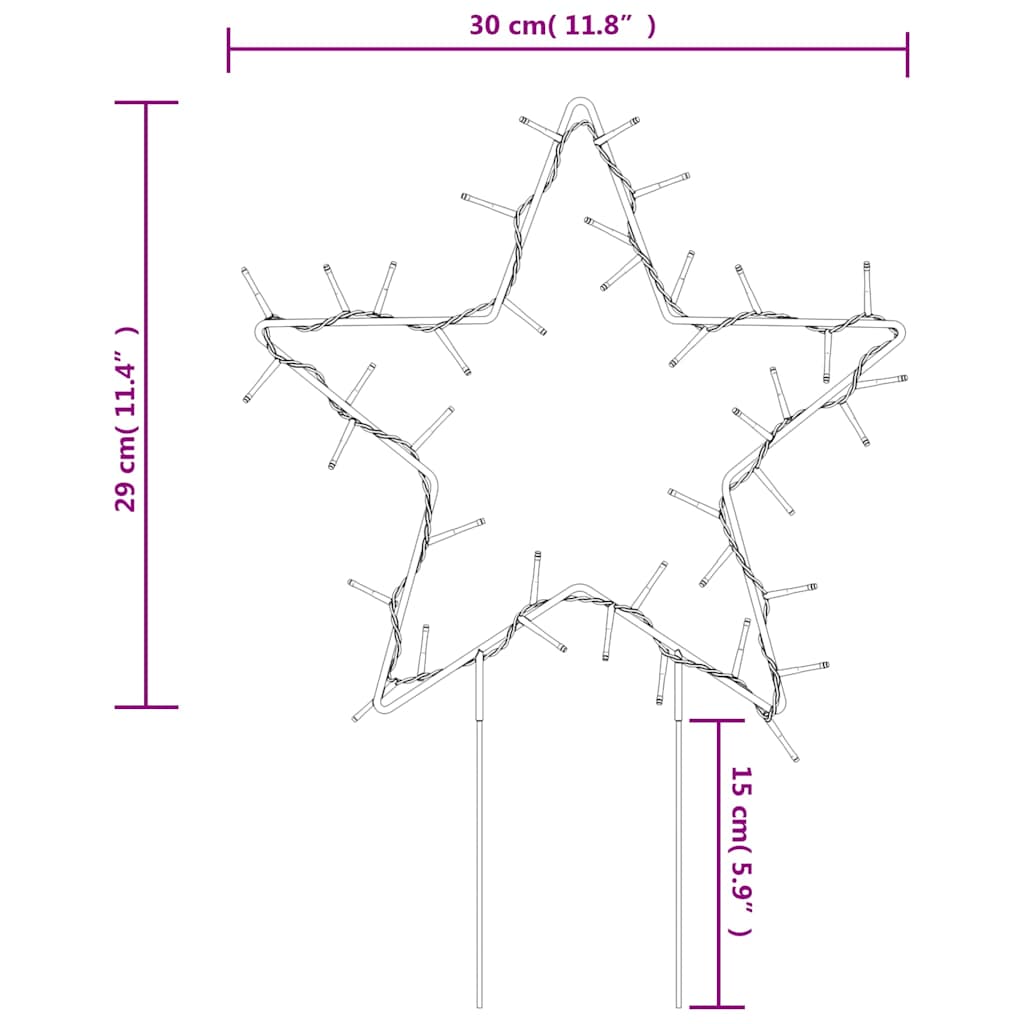 Decorazioni Luminose Natalizie Picchetti 3pz Stella 50LED 29cm