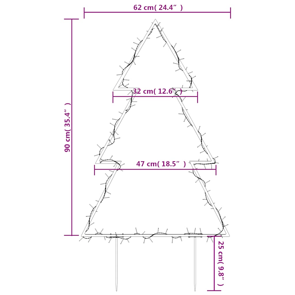 Decorazione Luminosa Natalizia con Picchetti Albero 115LED 90cm