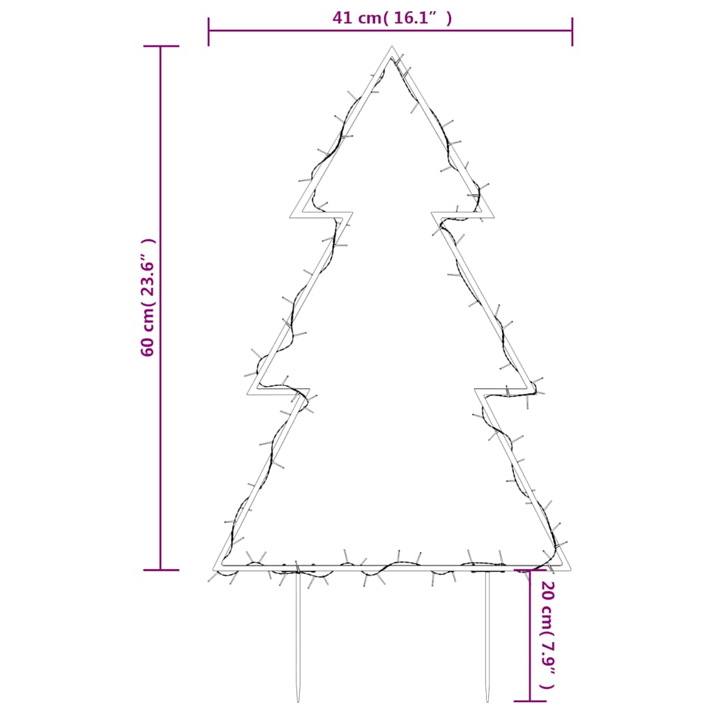 Decorazione Luminosa Natalizia con Picchetti Albero 80LED 60cm