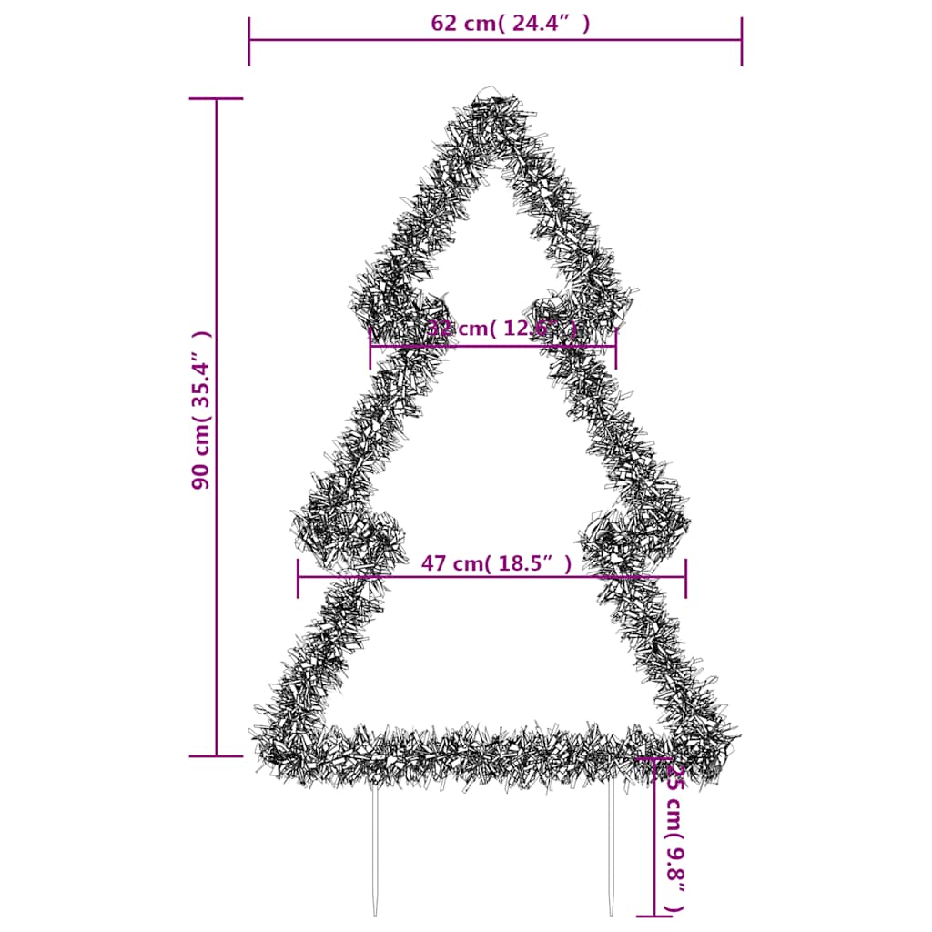 Decorazione Luminosa Natale Picchetti Terra Albero 115LED 90cm