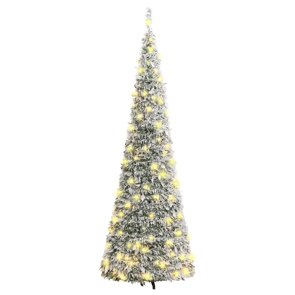 Albero di Natale Artificiale Pop-up Neve Fioccata 150 LED 180cm