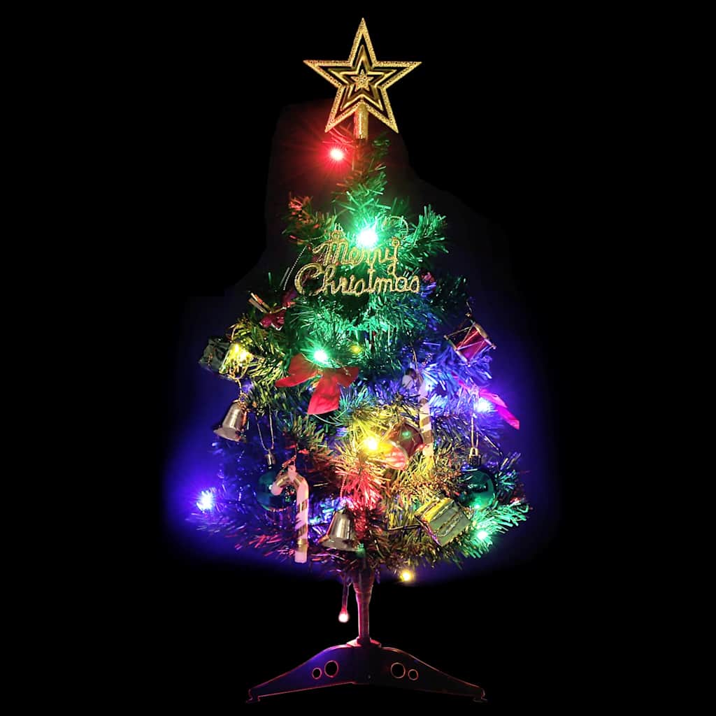 Mini Albero di Natale Artificiale con Luci 30 LED Verde 60 cm