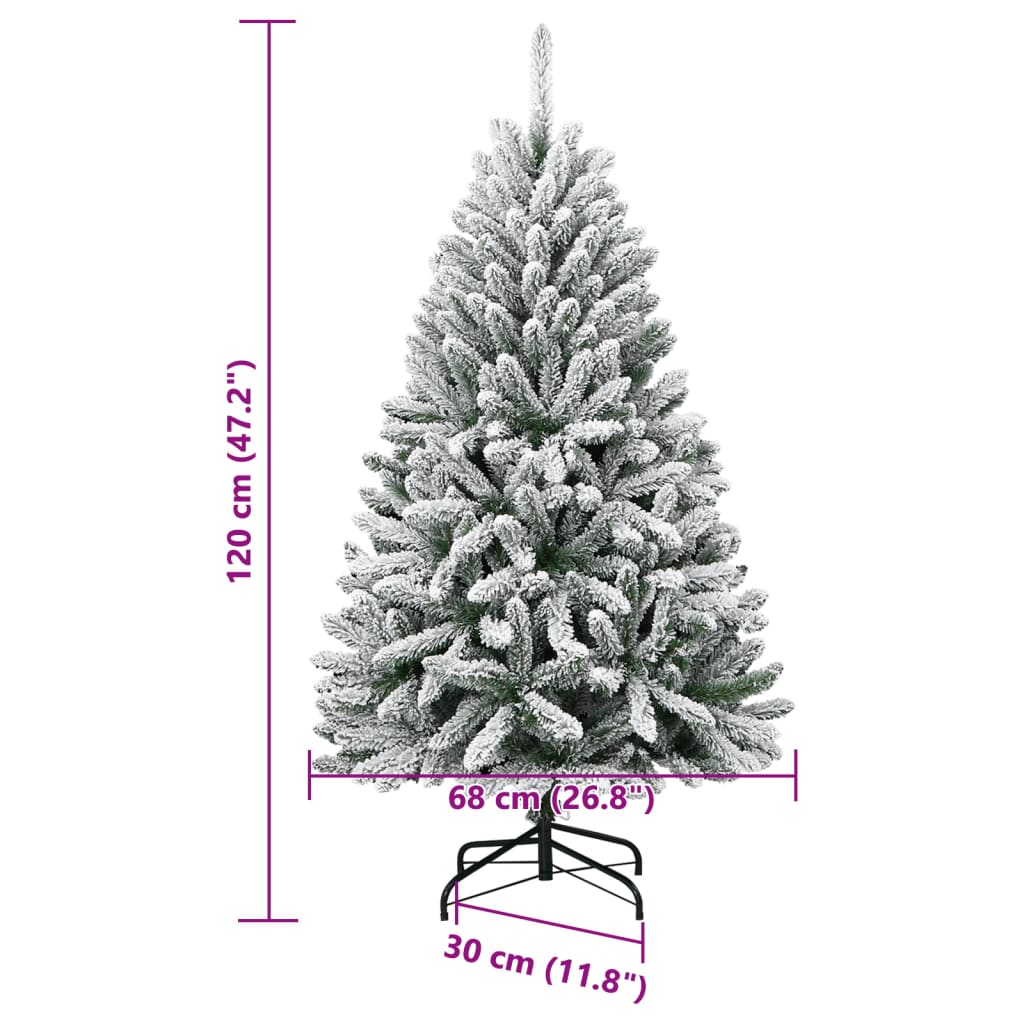 Albero Natale Artificiale Incernierato con Neve Fioccata 120 cm