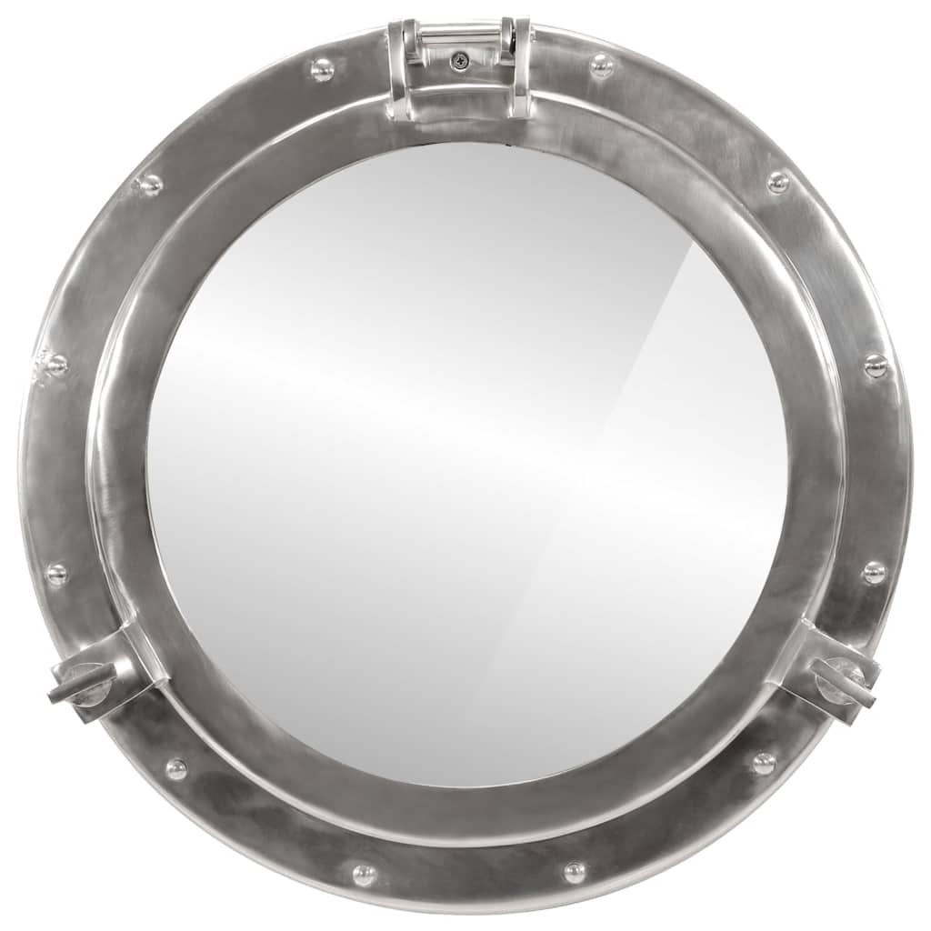 Specchio da Parete Design Oblò Ø50 cm in Alluminio e Vetro
