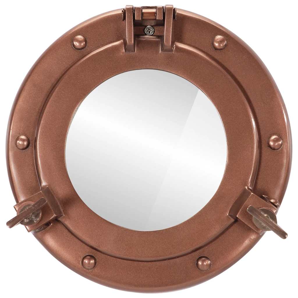 Specchio da Parete Design Oblò Ø23 cm in Alluminio e Vetro