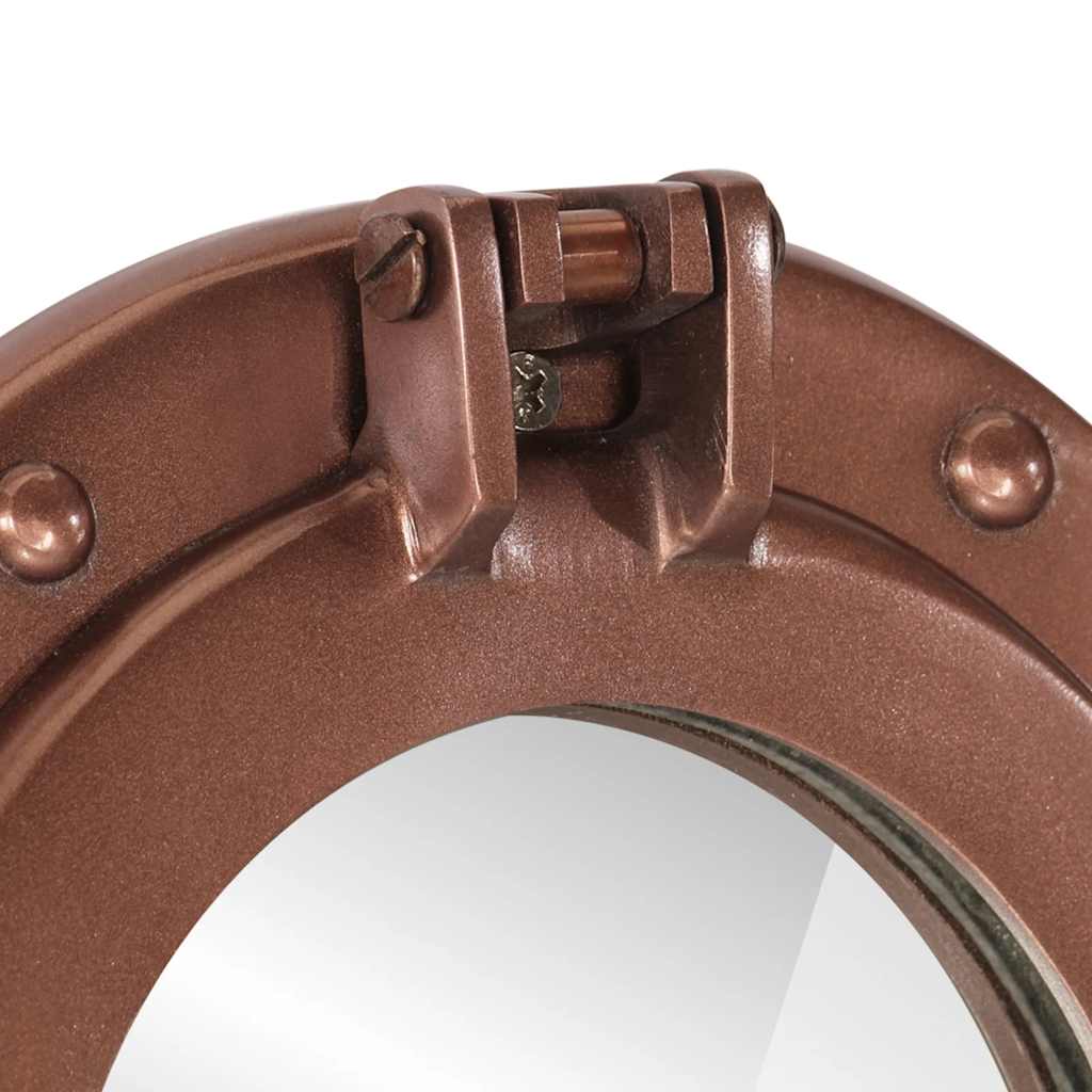Specchio da Parete Design Oblò Ø23 cm in Alluminio e Vetro